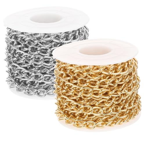 Gadpiparty 2 Rollen Leichte Aluminium Kette für Diy Yards Drahtstärke für Taschenketten Armbänder und Schmuckherstellung Gold und Silber von Gadpiparty
