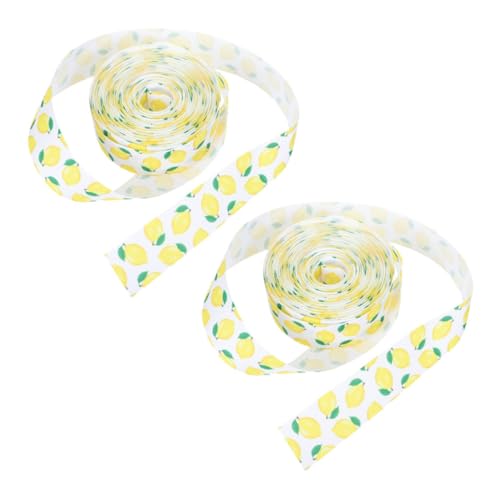 Gadpiparty 2 Rollen Lemon Dekoband mit Drahtkante Breit Polyester Geschenkband für Geschenkverpackung Kränze DIY Bastelideen Partydeko Shower Geburtstag von Gadpiparty