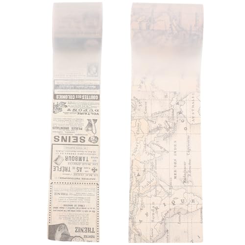 Gadpiparty 2 Rollen Retro Washi Tape Dekoratives Klebeband für Scrapbooking und Tagebuchgestaltung Vintage Papierklebeband Antik Retro Zeitung Karte von Gadpiparty