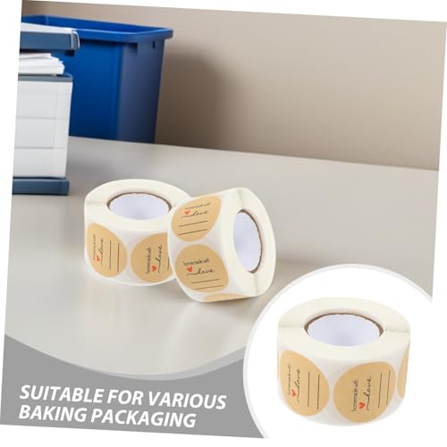 Gadpiparty 2 Rollen Runde Kraftpapier Klebeetiketten Selbstklebend für Hausgemachte Backwaren Vielseitig Verwendbar als Siegelaufkleber für Gläser Geschenkverpackungen und Diy-bäckerei von Gadpiparty