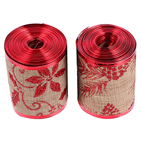 Gadpiparty 2 Rollen Weihnachtsband Diy Geschenkband für Weihnachtsdekoration Breites Jutesatin mit Goldenen Akzenten für Bastelprojekte und Verpackungen Gadpiparty 2 Rollen Weihnachtsband Diy Geschenkband für Weihnachtsdekoration Breites Jutesatin mit Goldenen Akzenten für Bastelprojekte und Verpackungen von Gadpiparty