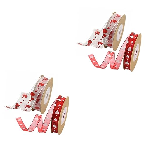 Gadpiparty 2 Sätze Band Mit Liebesdruck Herz Ripsband Geschenkband Festliche Bänder Dekoratives Band Mit Draht Band Für Blumensträuße Rotes Satinband Weihnachtsdekor 2 Rollen * 2 von Gadpiparty