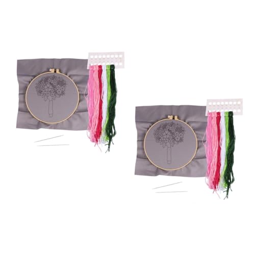 Gadpiparty 2 Sätze Diy Stickset für Anfänger Handgemachtes Blumenmuster mit Stickrahmen Farbige Nadel und Zubehör Kunsthandwerk für Erwachsene von Gadpiparty
