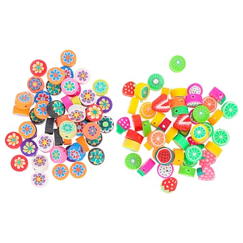 Gadpiparty 2 Sätze Frucht Design Lose Perlen Polymer Bastelperlen Für Diy Schmuckherstellung Armbänder Und Kinderprojekte Mit 100 Stück * 2 von Gadpiparty