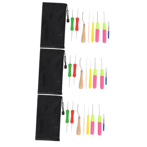 Gadpiparty 2 Sätze Häkelnadel für Haarverlängerungen Ergonomische Perückennadeln Tragetasche für Diy und Dreadlocks Langlebig und Leicht zu Handhaben von Gadpiparty