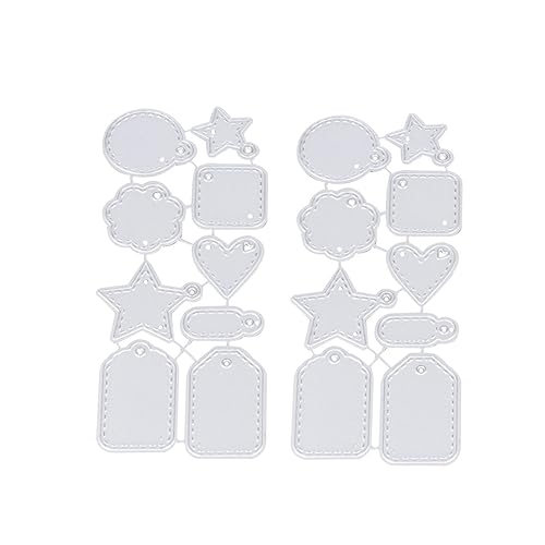 Gadpiparty 2 Sätze Handgemachte Diy Präge Schablonen Metall Kohlenstoffstahl Etiketten Stanzformen Wiederverwendbare Schneide Schablonen Für Etikettenanhänger Silber Für 2 Stücke * 2 von Gadpiparty