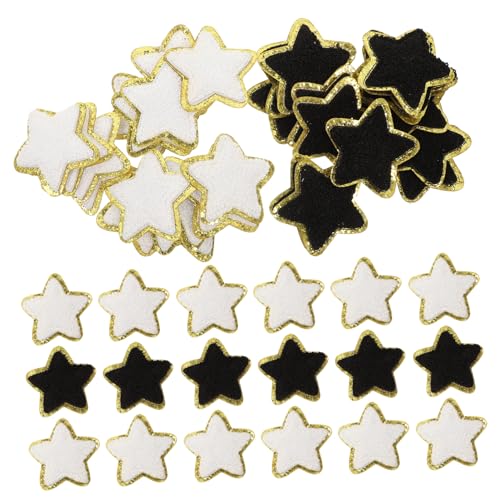 Gadpiparty 2 Sätze Handtuchstofftuch Patch Form Kleidung Kleidung Jubel-patches Gestickte Aufnäher Schwarz Nähen Sternaufnäher Für Kleidung Kleine Flicken Zum Aufbügeln Chenille 32 Stück * 2 von Gadpiparty