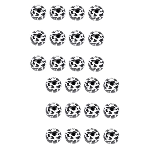 Gadpiparty 2 Sätze Holzperlen Mit Kuhmuster Diy Zubehör Für Schmuckherstellung Armbänder Und Bastelprojekte Glatte Oberfläche Für Dekoration Und 100 Stück * 2 von Gadpiparty
