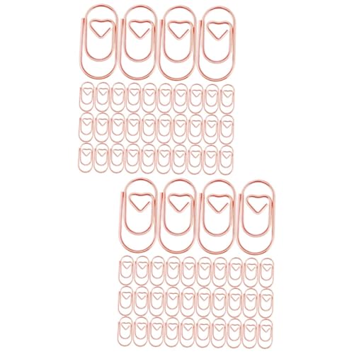 Gadpiparty 2 Sätze Kleine Büroklammern Herzform Aus Langlebigem Dekorative Aktenklammern Für Büro Schule Und Zuhause Vielseitig Einsetzbar Roségoldene Farbe 200 Stück * 2 von Gadpiparty