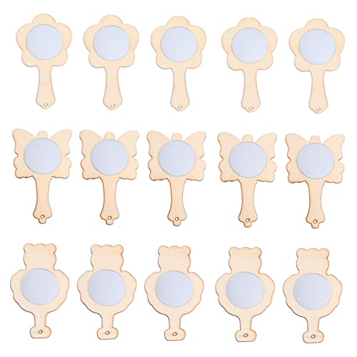 Gadpiparty 2 Sätze Kleiner Holzspiegel Reise Schminkspiegel Handspiegel Bemalen Reisen -waschtischspiegel Diy -spiegel Für Tragbarer Handspiegel Spiegel Selbst Bemalen 15 Stück * 2 von Gadpiparty