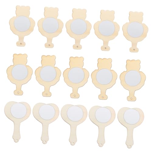 Gadpiparty 2 Sätze Kleiner Holzspiegel Reise Schminkspiegel Reisen -waschtischspiegel Tragbarer Handspiegel Diy -spiegel Für Handspiegel Bemalen Spiegel Selbst Bemalen 15 Stück * 2 von Gadpiparty