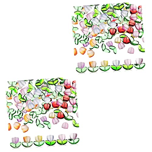 Gadpiparty 2 Sätze Kristall Glasperlen Tulpe Reiz Halskette Perlen Für Schmuckhersteller Blau Groß Armbandherstellung Blumenglasperlen Charme Glasperlen 80 Stück * 2 von Gadpiparty