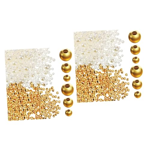 Gadpiparty 2 Sätze Perlen + Perlen Perlenkette Kleines Armband Schmuck Dekoration Zubehör Elegante Runde Lose Zahlenperlen Bügelperlen Schmuckperlen Halskette Perlen Zubehör 900 Stück * 2 von Gadpiparty