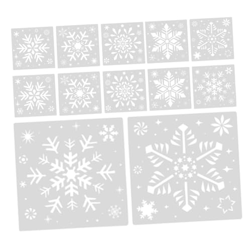 Gadpiparty 2 Sätze Schneeflocke Malvorlage Schnee basteln Schneeflocken Winterschablonen Dekorationen weihnachtsstempel Weihnachts-Schablonen Schablonen zum Malen Bauernhausschablonen pp Weiß von Gadpiparty