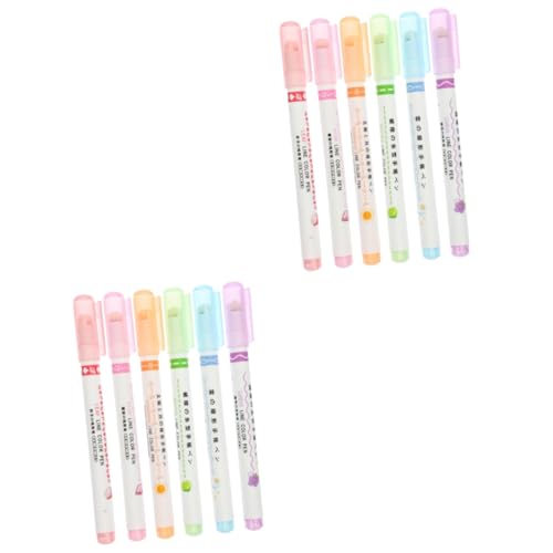 Gadpiparty 2 Sätze Set Kleiner Fluoreszierender Süßer Marker Mehrfarbiger Stift Dünne Textmarker Ausgefallener Textmarker Für Im Malunterricht Für Schüler 6 Stück * 2 von Gadpiparty