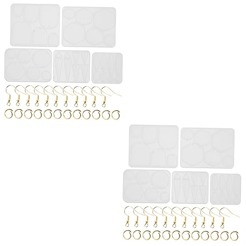 Gadpiparty 2 Sätze Silicone Epoxy Ohrringe Gießform Teiliges Diy Silikon Zubehör für Anhänger und Ohrschmuck Goldene Ohrhaken und Goldene Verbindungselemente für Bastelprojekte von Gadpiparty