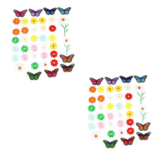 Gadpiparty 2 Sätze Teiliges Daisy Stickerei Patches Bügelbilder Für Kleidung Taschen Und Diy Projekte Bestickte Schmetterlinge Und Dekorative Aufnäher Für Designs 39 Stück * 2 von Gadpiparty