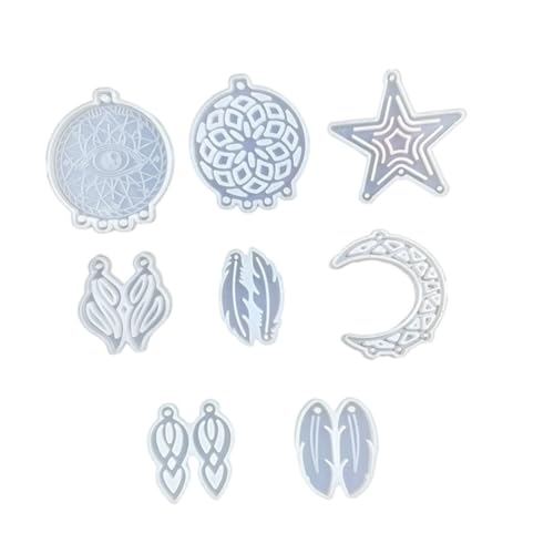 Gadpiparty 2 Sätze Teiliges Silikon Gießformen Set Für Diy Mit Stern Und Mondmotiven Wiederverwendbare Antihaftbeschichtete Harzformen Für Wandanhänger Und Schmuckherstellung Für 8 Stücke * 2 von Gadpiparty