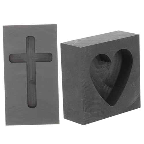 Gadpiparty 2 Stck Teiliges Herz und Kreuzform Graphit Gießformen Hochtemperaturbeständig Korrosionsresistent Langlebig für Kupfer und Silbergießen Einfach zu Reinigen für DIY und von Gadpiparty