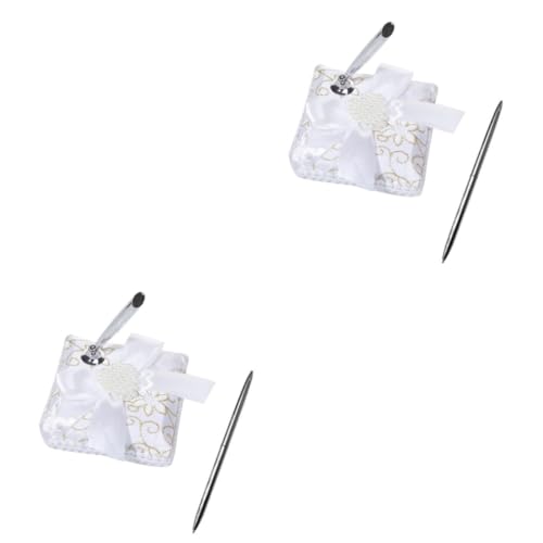Gadpiparty 2 Stck. Eleganter Hochzeitsstift Halter mit Großem Schleifen Bowknot und Stift Stilvoller Unterschriftenständer für Hochzeitsfeiern Verlobungen und Jubiläen Europäischer Design von Gadpiparty