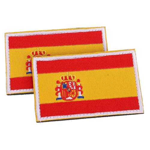 Gadpiparty 2 Stück Bestickte Flaggen Patches zum Aufbügeln und Nationalflaggen Applikationen für Jeans Jacken Rucksäcke Fanartikel Langlebige DIY Stoffflicken Europa Wm Spanien von Gadpiparty