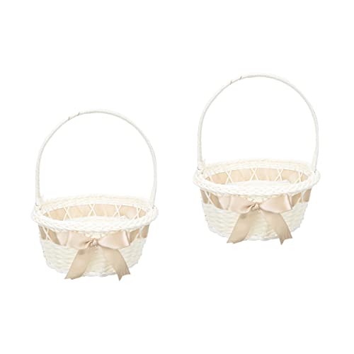 Gadpiparty 2 Stück Blumenmädchen-Körbe Für Die Hochzeit Vintage-Champagnerband Gewebter Aufbewahrungskorb Mit Griff Schleifenkorb Für Mädchen Hochzeitszeremonie Partydekoration Gadpiparty 2 Stück Blumenmädchen-Körbe Für Die Hochzeit Vintage-Champagnerband Gewebter Aufbewahrungskorb Mit Griff Schleifenkorb Für Mädchen Hochzeitszeremonie Partydekoration von Gadpiparty