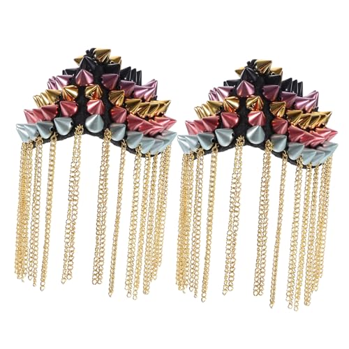 Gadpiparty 2 Stück Bunte Punk Schulterklappen mit Nieten und Quasten Teiliges Dekorative Epauletten mit Ketten Vintage Uniform Schmuck für Damen und Herren Einfache Anbringung Auffälliges Gadpiparty 2 Stück Bunte Punk Schulterklappen mit Nieten und Quasten Teiliges Dekorative Epauletten mit Ketten Vintage Uniform Schmuck für Damen und Herren Einfache Anbringung Auffälliges von Gadpiparty
