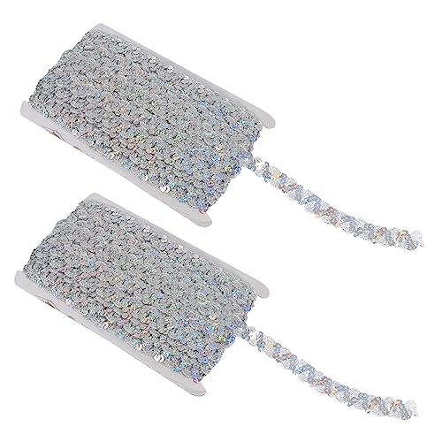 Gadpiparty 2 Stück DIY-Kleidungszubehör Blau elegant Schnürsenkel für Tanzkostüm Kleidungsmaterial selber machen Spitzenband DIY trim stoff kleidung DIY spitze Kleiderspitze Pailletten Silber von Gadpiparty