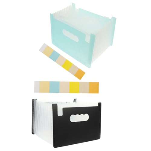 Gadpiparty 2 Stück Erweiterbare Fächermappe Aktenordner für Dokumente Belege und Karten Tragbar und Leicht für Büro und Zuhause Blau und Schwarz von Gadpiparty