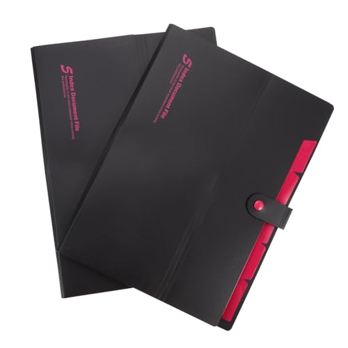 Gadpiparty 2 Stück Faltbare Aktenordner mit Druckknopf Mehrschichtige Dokumentenaufbewahrungstaschen für Büro Schule und Reisen Robust und Tragbar Schwarz Rosa von Gadpiparty