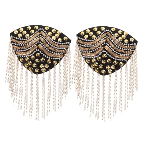 Gadpiparty 2 Stück Goldene Quasten Schulterklappen mit Tassel Handgefertigte Modische Epauletten für Damen Vielseitige Schulterdekoration für Kostüme Einfache Anbringung Auffälliges von Gadpiparty