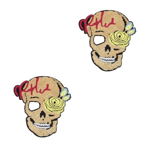 Gadpiparty 2 Stück Kleidung Patches Applikation für Diy Dekoration Ghost Head Stoffaufnäher für Kleidung Taschen und Bastelprojekte zum Abdecken von Löchern und Flecken von Gadpiparty