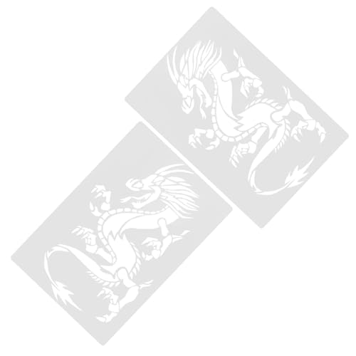 Gadpiparty 2 Stück Malvorlage Schablone Malerei Herstellung Sachen Zeichnung Tägliche Drachenvorlagen dekorative Drachenvorlagen kleine Drachenvorlagen DIY -Zubehör PVC Weiß von Gadpiparty
