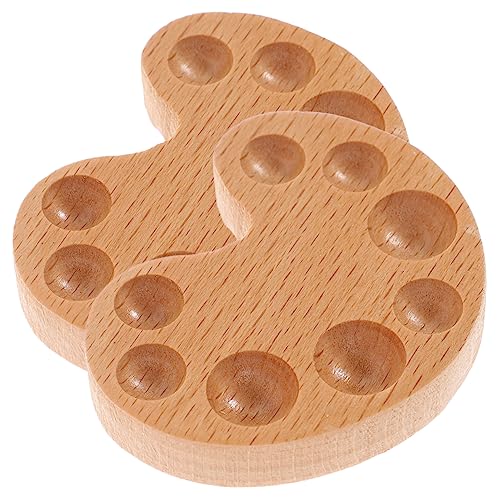 Gadpiparty 2 Stück Mini Holz Wasserfarbe Palette Leere Pigmentfarbe Mischpalette Buchenholz für Künstler Studenten und Praktisch und Leicht zu Reinigen von Gadpiparty