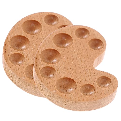 Gadpiparty 2 Stück Mini Holz Wassermalfarbe Palette Buchenholz für Künstler Aquarell und Ölfarben Praktische Pigmentbehälter für Kreative Projekte von Gadpiparty