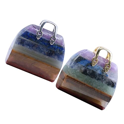 Gadpiparty 2 Stück Miniatur Handtaschen Dekoration Natürlichem Stein Kreative Tischornamente für Garten Balkon und Zuhause Farbige Taschenverzierungen mit Silbernem und Goldenem Verschluss von Gadpiparty