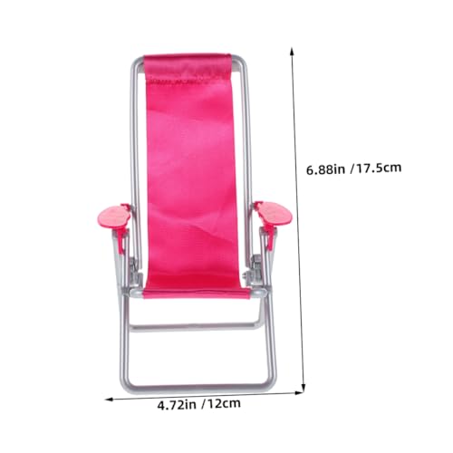 Gadpiparty 2 Stück Miniatur Klappbarer Strandstuhl Platzsparender Mini Liegestuhl für Puppenhaus Garten Stranddekoration Realistisches Miniatur Möbel Ornament Rosa Kompakt Tragbar von Gadpiparty