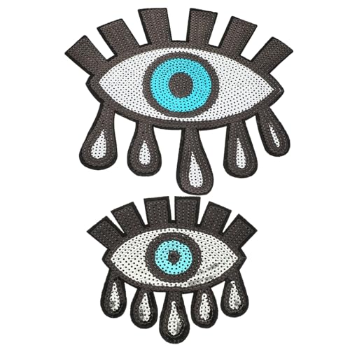 Gadpiparty 2 Stück Pailletten Stoffpatch Augen Design zum Aufnähen und Aufbügeln Dekorative DIY Applikation für Kleidung Taschen Hüte Vielseitiger Kreativer Flicken zur Reparatur und von Gadpiparty