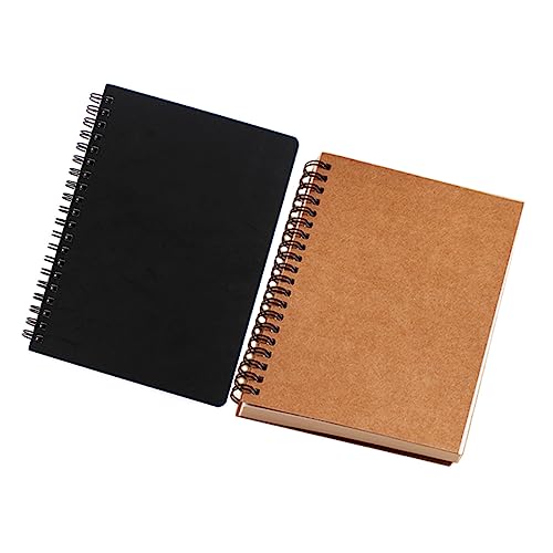 Gadpiparty 2 Stück Retro Spiral Notizbuch Leere Skizzenbücher Kraftpapier Schwarz für Zeichnungen Kunstprojekte Schule und Zuhause von Gadpiparty