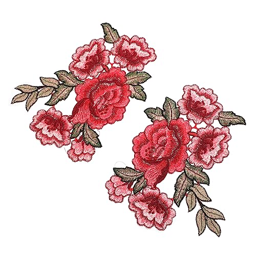 Gadpiparty 2 Stück Rosenblüten Aufnäher Handgefertigte Nähabzeichen für DIY Bastelprojekte Dekorative Applikationen für Kleidung Taschen und Mehr von Gadpiparty