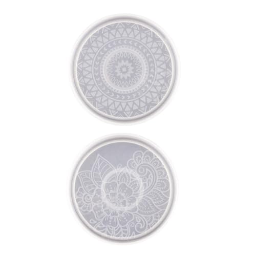 Gadpiparty 2 Stück Runde Mandala Untersetzer Silikonform für DIY Epoxidharz Handwerk Robustes Material Geeignet für Bastler Kaffeetassen und Tischdekoration bei Familienfeiern von Gadpiparty