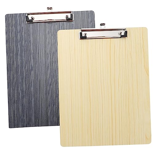 Gadpiparty 2 Stück Schreibboard Clip Holzoptik und Schwarz Stabiler Klemmbrett Organizer für Prüfungsunterlagen Dokumente Schreibunterlage für Büro Schule von Gadpiparty