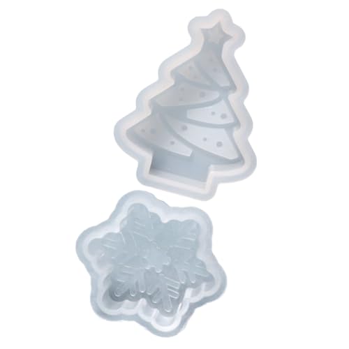 Gadpiparty 2 Stück Silikon Kerzenform Teilig Weihnachtsbaum Schneeflocke Flexible Wiederverwendbare Gießform für DIY Kerzenherstellung Antihaftbeschichtet Einfaches Entformen für von Gadpiparty