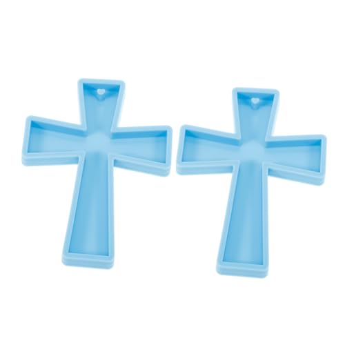 Gadpiparty 2 Stück Silikonform Kreuz Schlüsselanhänger Teilig Blau Flexible Epoxidharz Gießform für DIY Handwerk Langlebige Geruchsfreie Silikonform zum Basteln von Kreuz Anhängern von Gadpiparty
