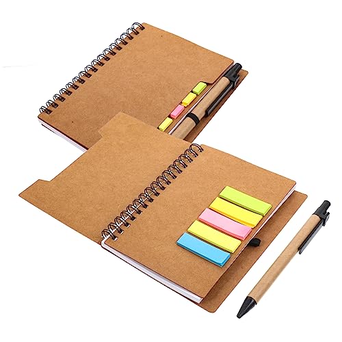 Gadpiparty 2 Stück Spiral Notizbuch mit Haftnotizen Notizbuch für Büro und Schule für Tägliche Planung Notizen und Kreative Ideen Kraftpapierfarben von Gadpiparty