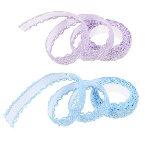 Gadpiparty 2 Stück Spitzenband Süßes Washi Tape Staubblaues Chiffonband Baumwollaufkleber Dekorationsband Washi Tape Glitzer Spitzenmusterband Klebeband Lila Scrapbook Zubehörstoff von Gadpiparty