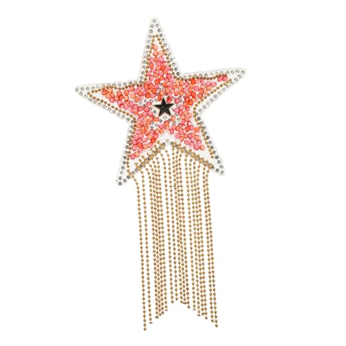 Gadpiparty 2 Stück Strass Stern Aufnäher zum Aufbügeln DIY Kleidung Applikation mit Rotem und Goldenem Perlenkettchen Vielseitiger Bügelflicken für Kleidung Hüte Taschen Langlebig Flexibel von Gadpiparty
