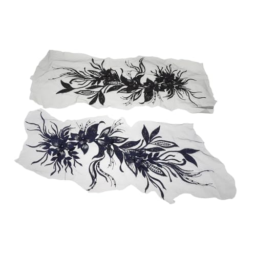 Gadpiparty 2 Stück Teiliges Blumen Stickerei Spitzenapplikationen Handgefertigte Bestickte Blüten in Schwarz und Leichte Filigrane Spitzenverzierung zum Aufnähen für Brautkleider und Gadpiparty 2 Stück Teiliges Blumen Stickerei Spitzenapplikationen Handgefertigte Bestickte Blüten in Schwarz und Leichte Filigrane Spitzenverzierung zum Aufnähen für Brautkleider und von Gadpiparty