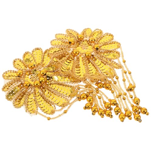 Gadpiparty 2 Stück Teiliges Handgefertigte Goldene Fransen-perlen-schulterpolster mit Blumen-pailletten Stilvolle Kostüm-schulterpads für Bühnenauftritte Tanz Cosplay-accessoires von Gadpiparty
