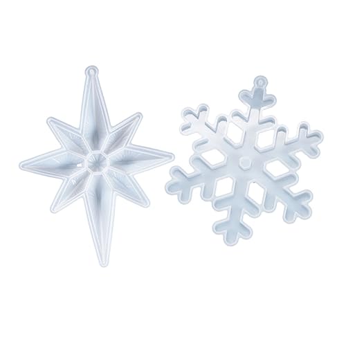 Gadpiparty 2 Stück Teiliges Silikon DIY Schneeflocken und Stern Anhänger Form Flexible Langlebige Gießform für Schmuckherstellung Einfach zu Reinigen für Kreative Bastelprojekte von Gadpiparty